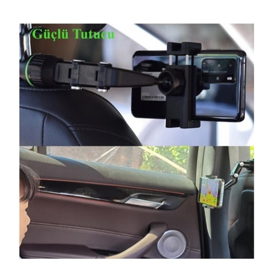 Nettech 21-H02 Araç İçi Dikiz Aynası Yeşil Telefon Tutucu (NT-109309) - Ayarlanabilir Tasarım, Güvenli Kavrama, Pratik