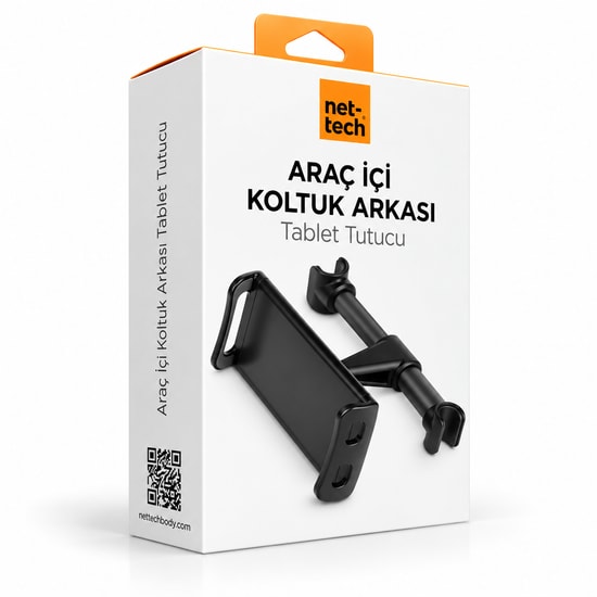 Nettech Araç İçi Koltuk Arkası Siyah Tablet Tutucu (NT-109317) - Yaylı, Ayarlanabilir, Güvenli ve Pratik