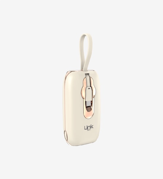 LinkTech LPB-MP09 Mor 22.5W 9600mAh Hızlı Şarj Powerbank - Dijital Ekranlı, Dahili Lightning & Type-C Kablolu