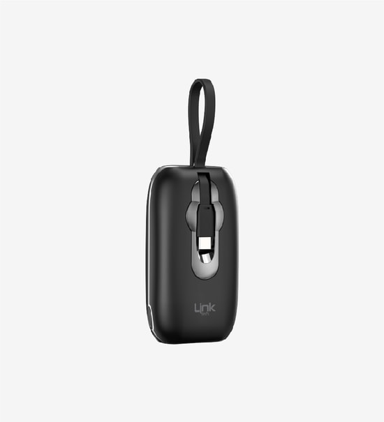 LinkTech LPB-MP09 Mor 22.5W 9600mAh Hızlı Şarj Powerbank - Dijital Ekranlı, Dahili Lightning & Type-C Kablolu
