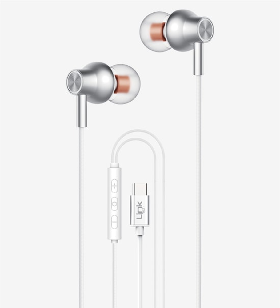 Linktech H72 Mikrofonlu Yüksek Baslı Beyaz Kulak İçi Type-C Kablolu Kulaklık