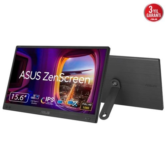 ASUS ZenScreen MB166CR 15.6" Full HD Siyah Taşınabilir IPS Monitör (90LM07D3-B03170) - 5ms, 60Hz, USB C Giriş, Standlı