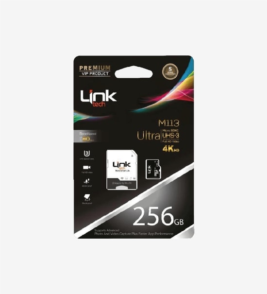 LinkTech M113 256GB Premium Micro SDXC Hafıza Kartı (LMC-M113/256GB) - 4K Ultra, Class 10, UHS-III, 80MB/s Okuma Hızı