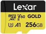 Lexar 256gb Microsd Gold Microsdxc Uhs-Iicards Up To 280mb/S Read 180mb/S Write C10 A1 V60 Kart Bellek LMSGOLD256G-BNNNG