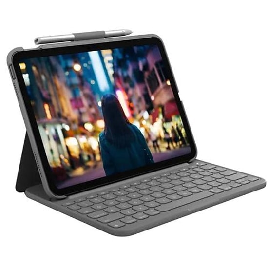 Logitech Slim Folio iPad 10. Nesil Klavyeli Tablet Kılıfı (920-011415) - 10.9", Türkçe Q Klavye, Standlı Tasarım
