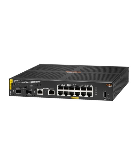 HP Aruba 6100 12G 12 Port PoE+ Gigabit Switch (JL679A) - 2xSFP+ Uplink, 139W PoE Destekli Yönetilebilir Anahtar