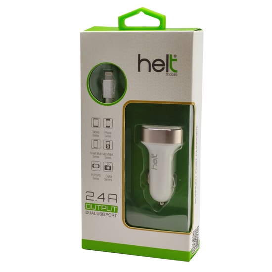 Helt HT-19 10W 2 Çıkışlı Type-C Kablolu Araç Şarj Aleti (NT-100852) - Beyaz, Hızlı Şarj, Çift USB Çıkışlı, Harici Kablo