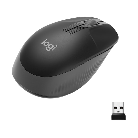 Logitech M190 Siyah Kablosuz Optik Mouse (Büyük Boy, 1000 DPI) - 3 Tuşlu, 90gr, Ergonomik, Nano Alıcı (910-005905)