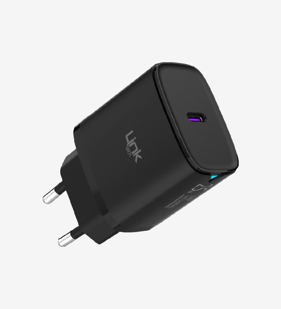 LinkTech LSC-C311 Siyah 25W Type-C to Type-C Kablolu Hızlı Şarj Aleti - PD Destekli, Siyah, Güvenli Şarj Adaptörü
