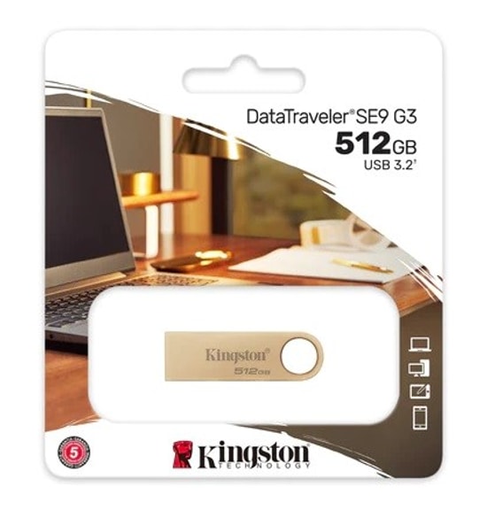 Kingston DataTraveler SE9 G3 512GB USB 3.2 Gen 1 Metal Kasa Flash Bellek (DTSE9G3/512GB) - 220/100MB/s Okuma/Yazma Hızı