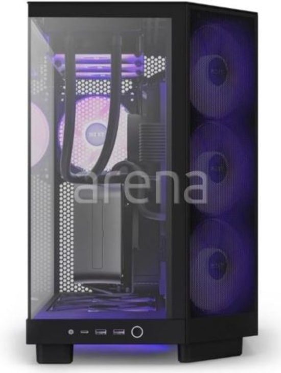 NZXT H6 Flow RGB Siyah ATX Mid Tower Kasa (CC-H61FB-R1) - 3x120mm RGB Fan, Temperli Cam, Mesh Panel, USB Type-C