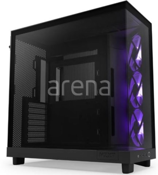 NZXT H6 Flow RGB Siyah ATX Mid Tower Kasa (CC-H61FB-R1) - 3x120mm RGB Fan, Temperli Cam, Mesh Panel, USB Type-C