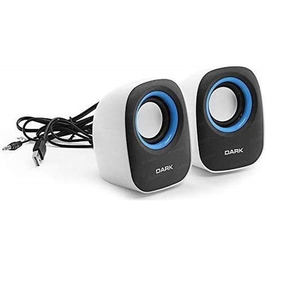 Dark DK-AC-SP100 USB 1+1 Beyaz Multimedia Kablolu Hoparlör - 6W RMS Güç, 2.0 Kanal, USB-A, AUX, Kompakt Tasarım