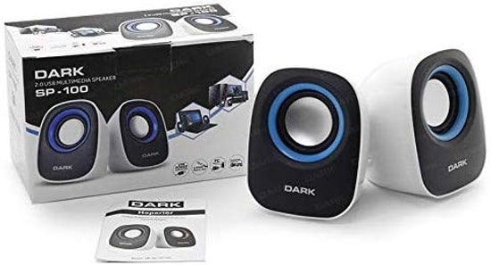Dark DK-AC-SP100 USB 1+1 Beyaz Multimedia Kablolu Hoparlör - 6W RMS Güç, 2.0 Kanal, USB-A, AUX, Kompakt Tasarım