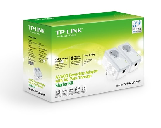 TP-Link TL-PA4010PKIT Powerline Adaptör - 500Mbps, 300 Metre Menzil, Entegre Güç Soketli, Tak-Kullan Başlangıç Kiti
