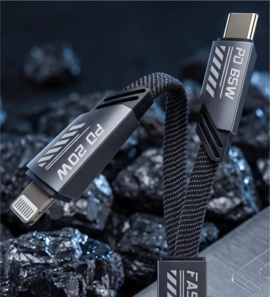 LinkTech K475 Mecha Style 120cm 65W+20W 2in1 USB-C PD Hızlı Şarj Kablosu - Sarı, 1.2 Metre Örgülü