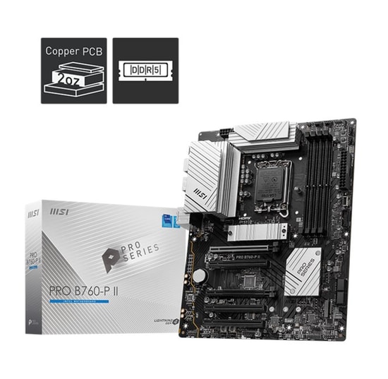 MSI PRO B760-P II D5 Anakart: Intel LGA1700, DDR5 7000MHz (OC), Çift M.2, 2.5G LAN, HDMI, DP, USB 3.2, Type-C, ATX