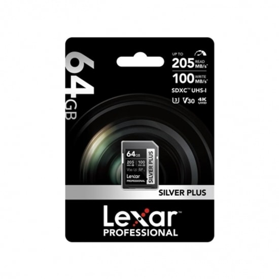 Lexar SD Professional Silver Plus Sdxc Uhs-I Cards Up To 205mb/S Read 100mb/S Write C10 V3 LSDSIPL064G-BNNNG Kart Bellek