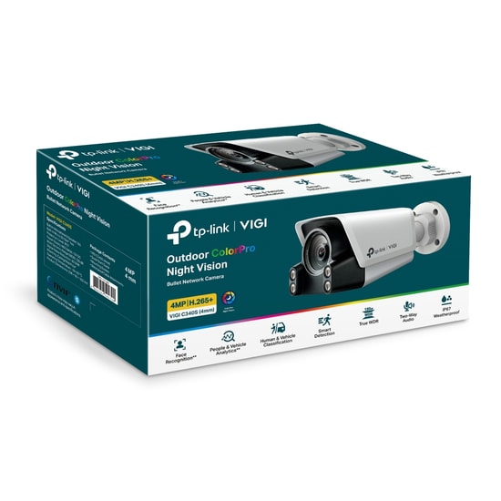 Tp-Link Vigi C340S 4MP 4mm Lens 30 Metre 7/24 Tam Renkli Color Pro İnsan/Araç Algılama Dahili Mikrofon Bullet Ip Kamera