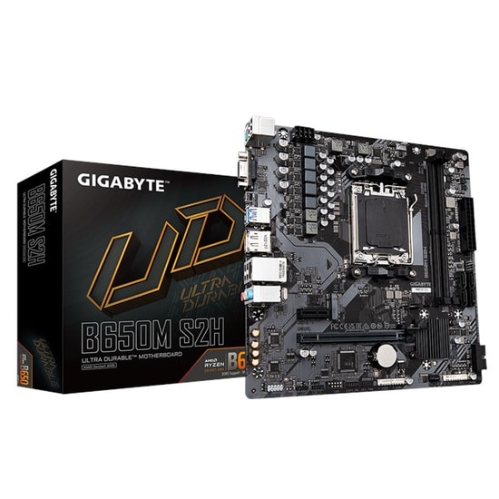 Gigabyte B650M S2H: AMD AM5, DDR5 6400MHz, PCIe 4.0, M.2, VGA, HDMI, DP, USB 3.2 Gen1, 1G LAN, RGB Micro ATX Anakart