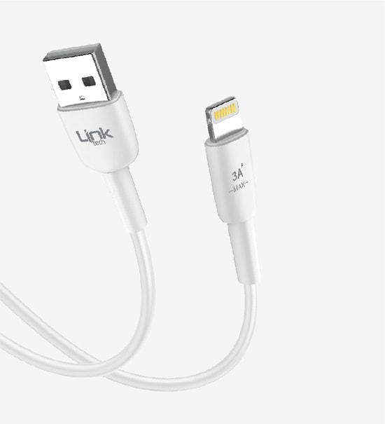 LinkTech K601 Safe Beyaz 3A USB-A Lightning 100cm Silikon Sargılı Hızlı Şarj ve Data Kablosu - Alüminyum Başlık