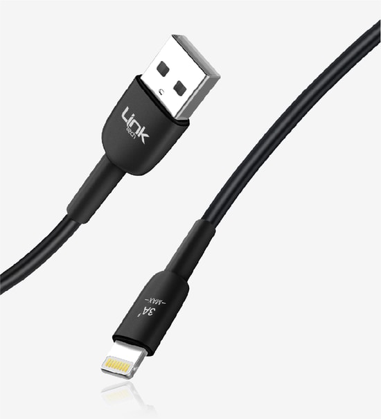 LinkTech K601 Safe Beyaz 3A USB-A Lightning 100cm Silikon Sargılı Hızlı Şarj ve Data Kablosu - Alüminyum Başlık