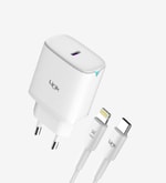 Linktech C313 30W Safe Gan3 Tip-C Lightning Kablolu Hızlı Şarj Adaptörü (LSC-C313) - PD, QC 4.0, 3A Güç, Beyaz