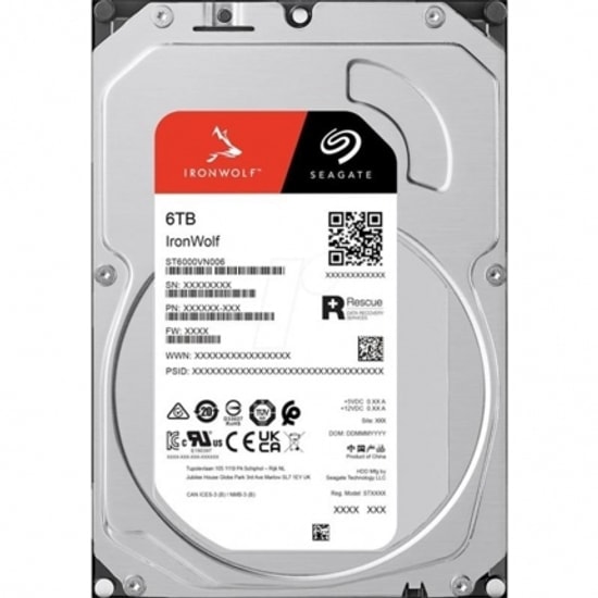 Seagate IronWolf 6 TB 3.5" SATA3 HDD (ST6000VN006) - 5400RPM, 256MB Ön Bellek, SATA 3.0, 3 Yıl Resmi Garantili
