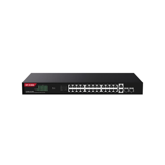 IP-COM G1128P-24-410W 24 Port Gigabit PoE Switch - 2xGb RJ45/SFP Uplink Bağlantı, 370W PoE Güç, Rackmount Kasa