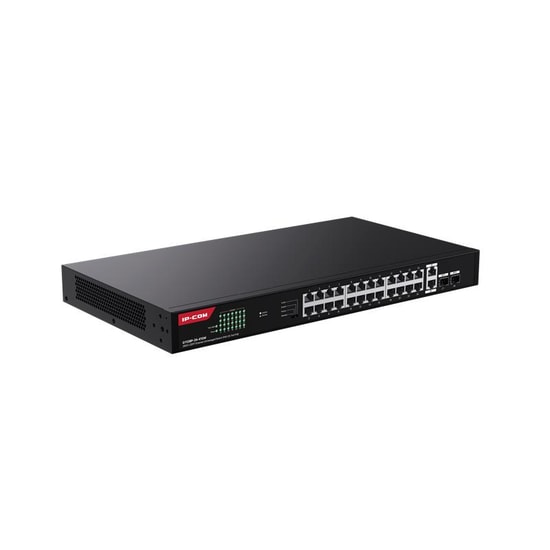IP-COM G1128P-24-410W 24 Port Gigabit PoE Switch - 2xGb RJ45/SFP Uplink Bağlantı, 370W PoE Güç, Rackmount Kasa