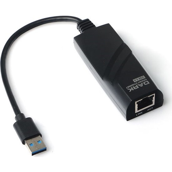 Dark USB 3.0 Gigabit Ethernet Siyah Ağ Adaptörü (DK-NT-U3GLAN2) - 10/100/1000 Mbps, USB Type-A, Tak Çalıştır 