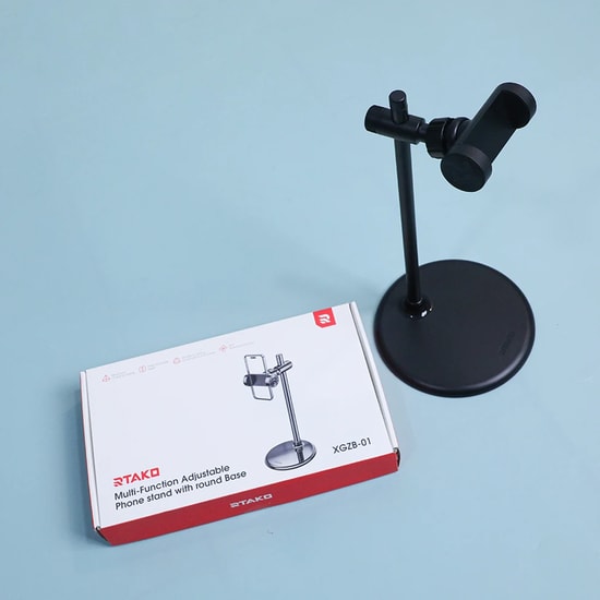 Rtako XGZB-01 Gri Ayarlanabilir Telefon Standı - 360 Döner, Yüksekliği Ayarlanır, Metal, Ergonomik Masa Standı
