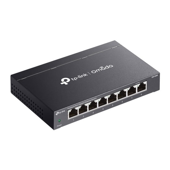 TP-Link Omada DS108G Switch - 8 Port Gigabit Metal Kasa, Yönetilmez, QoS Desteği, Tak Çalıştır Masa/Duvar Montaj Anahtar