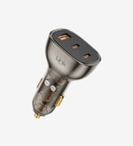 LinkTech LCH-C506 Şeffaf 80W Çift PD (30+20W) & QC 30W Süper Hızlı Araç Şarj Cihazı - 3 Çıkışlı, Hızlı Şarj Desteği
