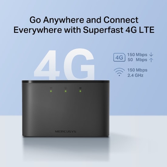 Mercusys MT110 4G LTE Taşınabilir Mobil Modem - 150 Mbps, 2200mAh Batarya, 10 Cihaz Desteği, SIM Kartlı Wi-Fi