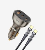 LinkTech LCH-C508 80W Şeffaf Çift PD & QC Type-C to Type-C Kablolu Süper Hızlı Araç Şarj Cihazı Aksesuarı