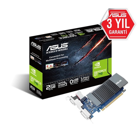 Asus GeForce GT 710-SL EVO 2GB GDDR5 Low Profile Ekran Kartı (GT710-SL-2GD5-BRK-EVO) - 64 Bit, 927MHz, HDMI, DVI-D, VGA