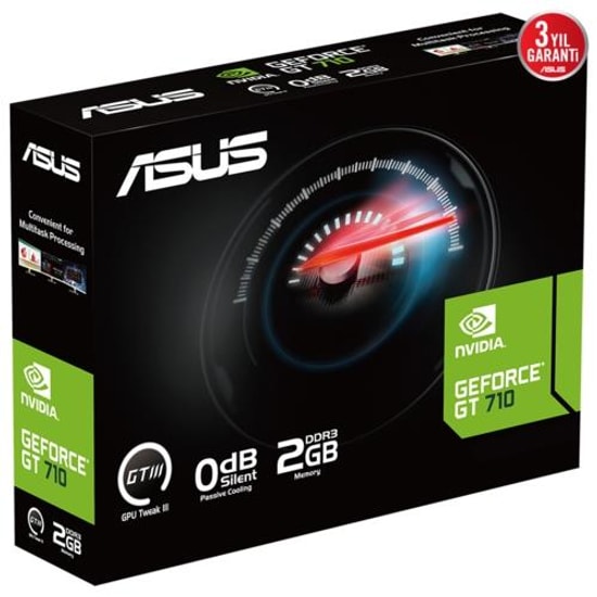 Asus GeForce GT 710-SL EVO 2GB GDDR5 Low Profile Ekran Kartı (GT710-SL-2GD5-BRK-EVO) - 64 Bit, 927MHz, HDMI, DVI-D, VGA