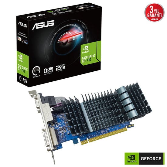 Asus GeForce GT 710-SL EVO 2GB GDDR5 Low Profile Ekran Kartı (GT710-SL-2GD5-BRK-EVO) - 64 Bit, 927MHz, HDMI, DVI-D, VGA