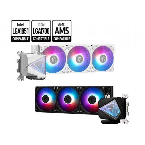 MSI Mag Coreliquid I360 ARGB Beyaz Sıvı İşlemci Soğutucu - 3x120mm Fan, 71CFM, Bakır Plaka, 3400RPM, Dinamik Rulmanlı