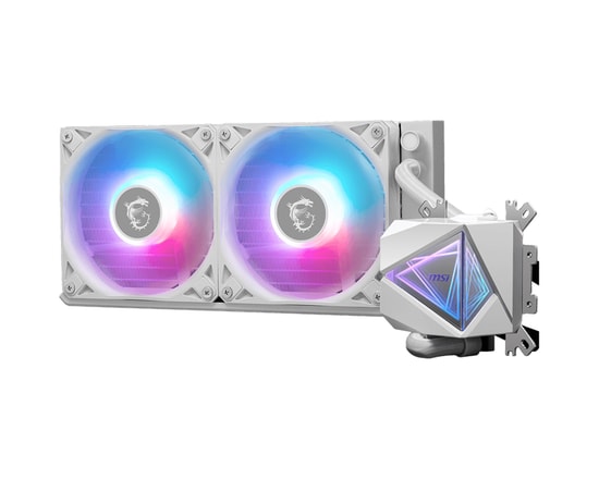 MSI Mag CoreLiquid I240 Beyaz Sıvı İşlemci Soğutucu - 2x120mm PWM Fanlı, 70CFM, Bakır Plaka, 3400RPM, Dinamik Rulmanlı