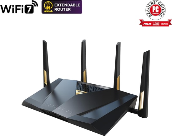 Asus RT-BE88U Wifi 7 BE7200 Dual Band Gigabit Extendable Access Point Router - 7200 Mbps, 4 Anten, 10G SFP+, AiMesh