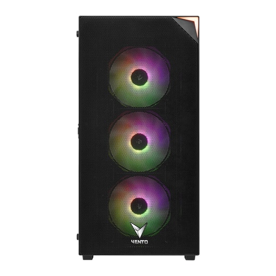Vento VG3400S 650W 80+ ATX Kasa - Metal Mesh Ön Panel, Temperli Cam, 4xRGB Fan, Toz Filtre, USB 3.2, 2x2.5" 2x3.5" Yuva
