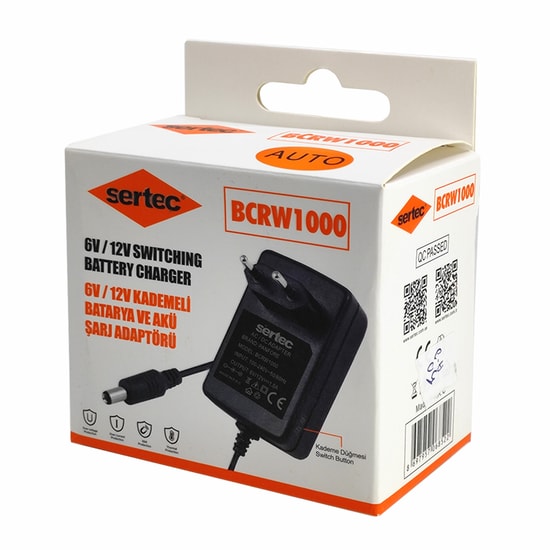 Sertec BCRV1000 1000 mAh Batarya ve Akü Şarj Aleti (Kablo Dahil) (Siyah)