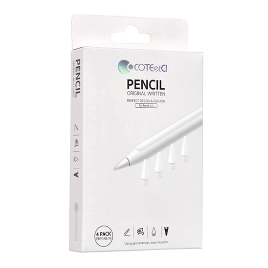 Coteetci CS7075 Dokunmatik Kalem Ucu Set (NT-89365) - Beyaz, 4 Adet, Pencil 1/2 Uygunluk, Plastik Malzeme