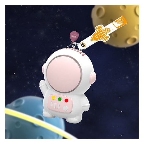Nettech Astronot Fan (Pembe) NT-95878 - Taşınabilir, Ev-Ofis-Okul Kullanımına Uygun, USB Şarjlı, Sessiz Mini Fan