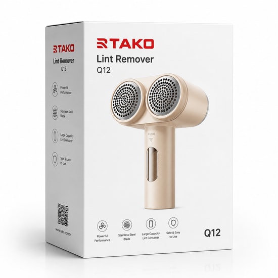Rtako Q12 Kumaş Giysi Tüy Toplayıcı (NT-106421) - Krem Renkli, Type-C Kablolu, Çift Başlıklı Tüy Temizleyici