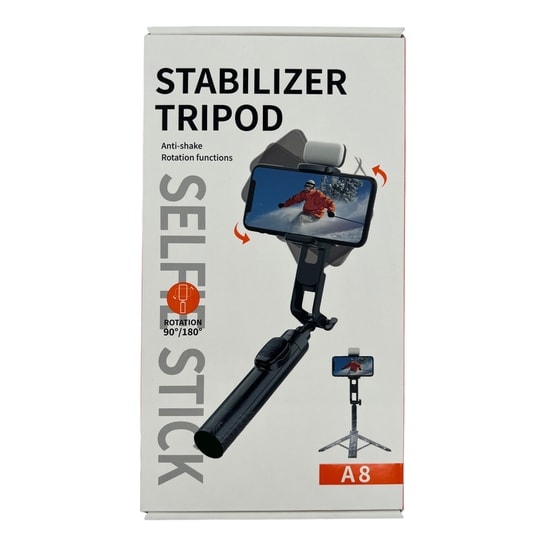Nettech A8 Gimbal Telefon Sabitleyici (Siyah) NT-106765 - Alüminyum Gövde, 180 Derece Dönüş, Bluetooth Bağlantısı
