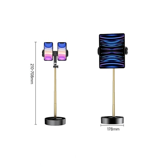 Nettech Z12 Masaüstü Siyah Tripod Standı (NT-106768) - Alüminyum Malzeme, Ayarlanabilir, Çift Mobil Cihaz Uyumluluğu