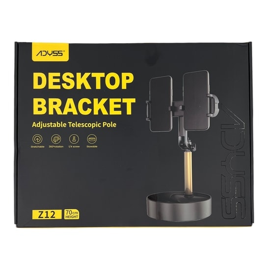 Nettech Z12 Masaüstü Siyah Tripod Standı (NT-106768) - Alüminyum Malzeme, Ayarlanabilir, Çift Mobil Cihaz Uyumluluğu